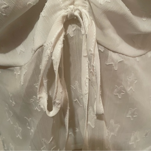 Renvy White Crop Blouse Boho Bohemian Star Details Size Small - Picture 7 of 11